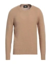 Alpha Studio Man Sweater Camel Size 44 Wool In Beige
