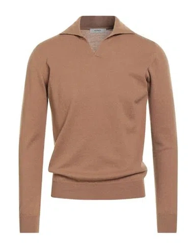 Alpha Studio Man Sweater Camel Size 44 Wool, Cashmere In Sand