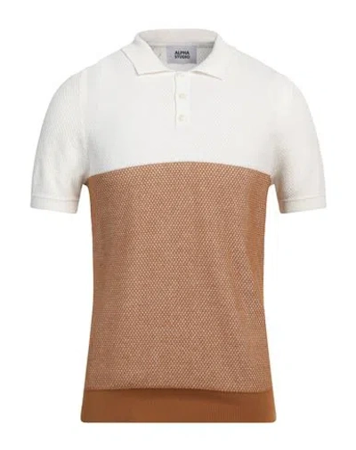 Alpha Studio Man Sweater Camel Size 46 Cotton In Beige