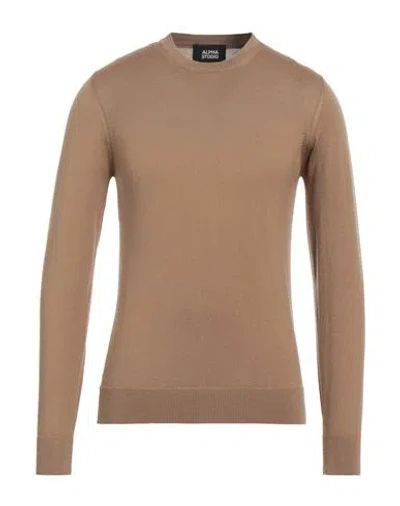 ALPHA STUDIO ALPHA STUDIO MAN SWEATER CAMEL SIZE 46 MERINO WOOL