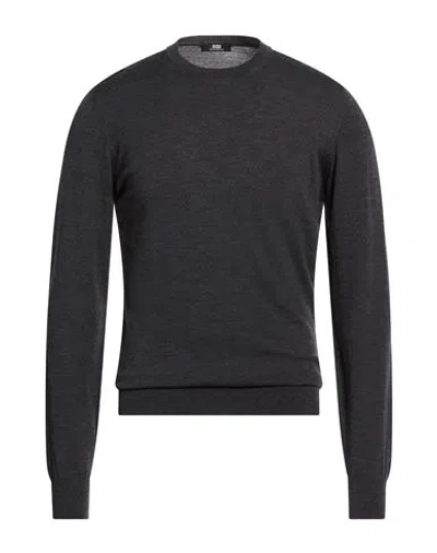 Alpha Studio Man Sweater Charcoal Size 36 Merino Wool In Animal Print