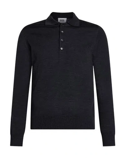 Alpha Studio Man Sweater Charcoal Size 38 Merino Wool In Black