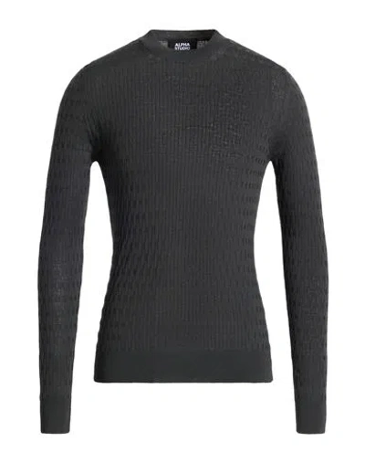Alpha Studio Man Sweater Charcoal Size 38 Merino Wool In Gray