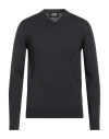Alpha Studio Man Sweater Charcoal Size 40 Merino Wool In Gray