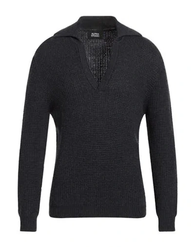 Alpha Studio Man Sweater Charcoal Size 42 Merino Wool In Black