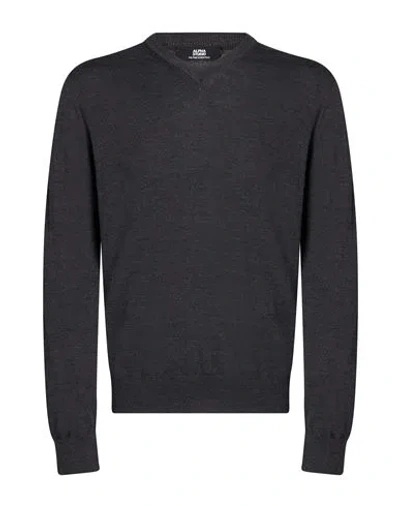 Alpha Studio Man Sweater Charcoal Size 44 Merino Wool In Gray