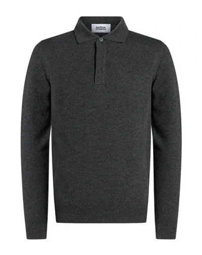 Alpha Studio Man Sweater Charcoal Size 46 Geelong Wool In Gray