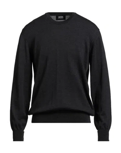 Alpha Studio Man Sweater Charcoal Size 48 Merino Wool In Gray