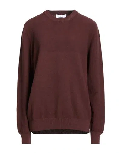 Alpha Studio Man Sweater Chocolate Brown Size 40 Cotton In Burgundy