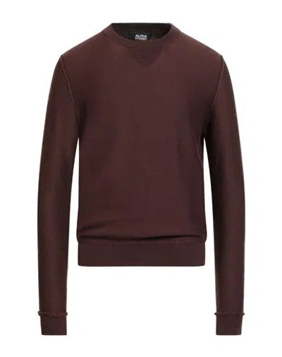 Alpha Studio Man Sweater Chocolate Brown Size 40 Wool
