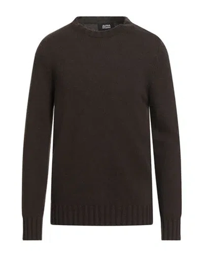 Alpha Studio Man Sweater Chocolate Brown Size 46 Wool, Viscose, Polyamide, Cashmere