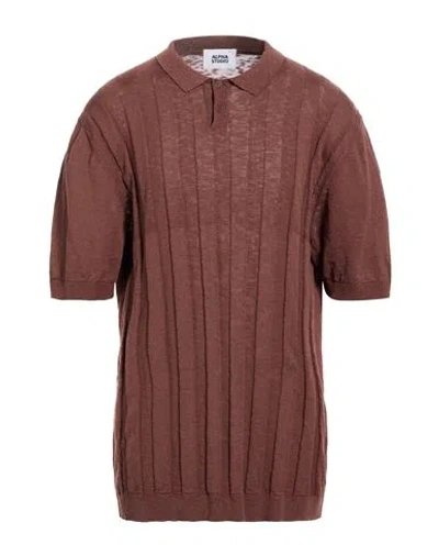 Alpha Studio Man Sweater Chocolate Brown Size 50 Cotton In Multi