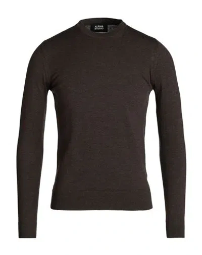 ALPHA STUDIO ALPHA STUDIO MAN SWEATER CHOCOLATE BROWN SIZE 36 MERINO WOOL 