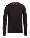 Alpha Studio Man Sweater Dark Brown Size 40 Merino Wool