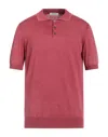 Alpha Studio Man Sweater Coral Size 50 Cotton In Red