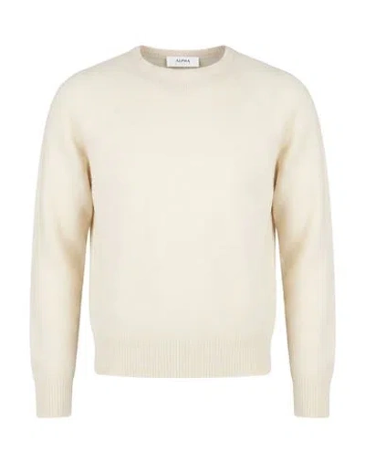 Alpha Studio Man Sweater Cream Size 38 Virgin Wool, Polyamide In Neutral