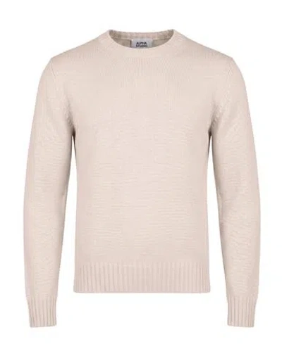 Alpha Studio Man Sweater Cream Size 40 Merino Wool In White