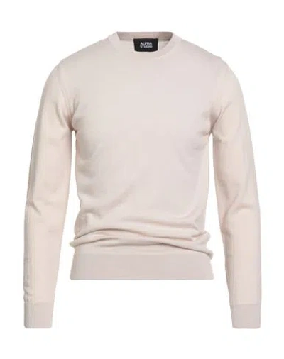 Alpha Studio Man Sweater Cream Size 42 Merino Wool