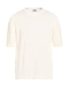 Alpha Studio Man Sweater Cream Size 48 Merino Wool In White