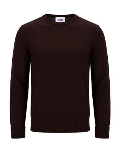 Alpha Studio Man Sweater Dark Brown Size 36 Wool