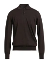 Alpha Studio Man Sweater Dark Brown Size 40 Merino Wool