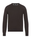 Alpha Studio Man Sweater Dark Brown Size 40 Merino Wool