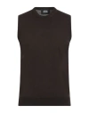 Alpha Studio Man Sweater Dark Brown Size 42 Merino Wool In Brown