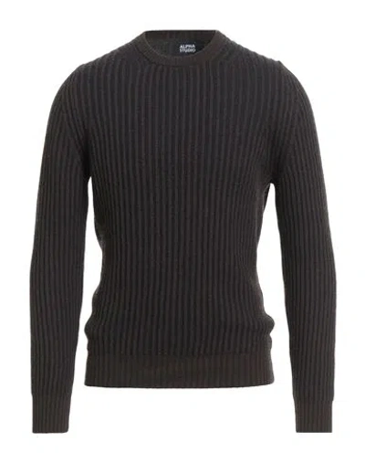 Alpha Studio Man Sweater Dark Brown Size 42 Wool, Viscose, Polyamide, Cashmere