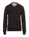 Alpha Studio Man Sweater Dark Brown Size 46 Cotton In Black
