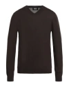 Alpha Studio Man Sweater Dark Brown Size 46 Merino Wool