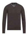 Alpha Studio Man Sweater Dark Brown Size 46 Merino Wool