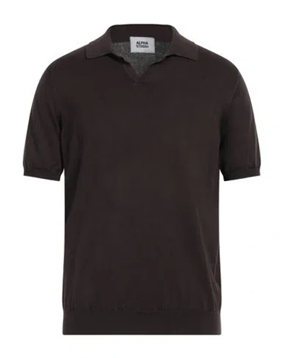 Alpha Studio Man Sweater Dark Brown Size 48 Cotton