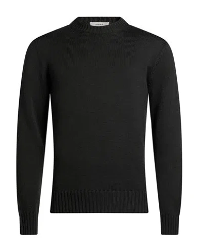 Alpha Studio Man Sweater Dark Green Size 38 Wool In Black
