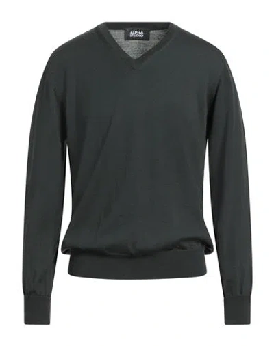 Alpha Studio Man Sweater Dark Green Size 42 Merino Wool