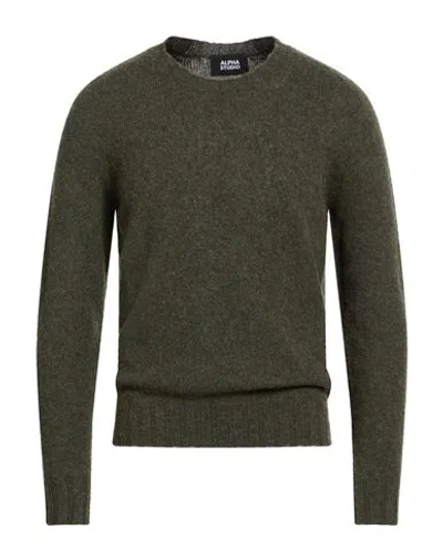 Alpha Studio Man Sweater Dark Green Size 42 Wool