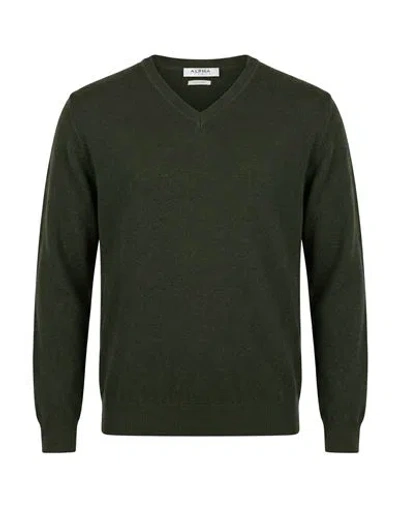 Alpha Studio Man Sweater Dark Green Size 44 Cashmere