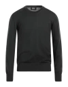 Alpha Studio Man Sweater Dark Green Size 44 Merino Wool, Leather