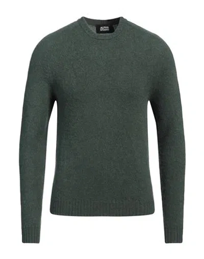 Alpha Studio Man Sweater Dark Green Size 44 Wool