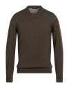 Alpha Studio Man Sweater Dark Green Size 44 Wool In Brown