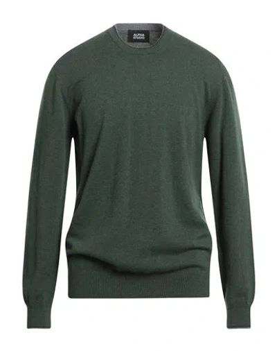 Alpha Studio Man Sweater Dark Green Size 48 Wool