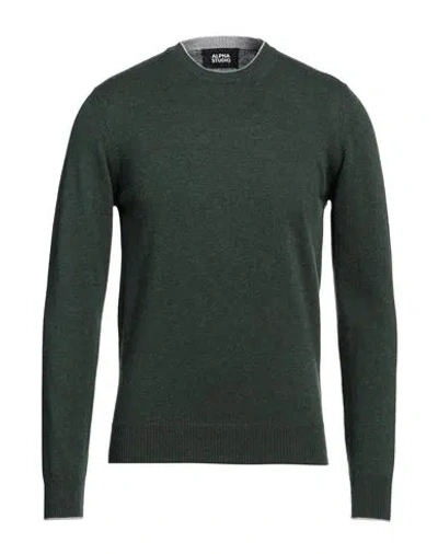 Alpha Studio Man Sweater Dark Green Size 50 Geelong Wool