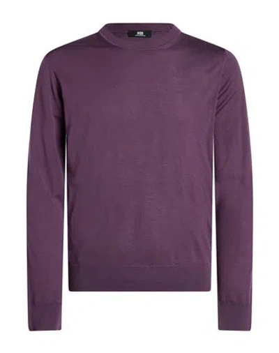 Alpha Studio Man Sweater Dark Purple Size 38 Merino Wool