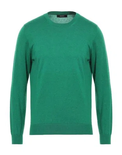 Alpha Studio Man Sweater Emerald Green Size 44 Cotton, Cashmere