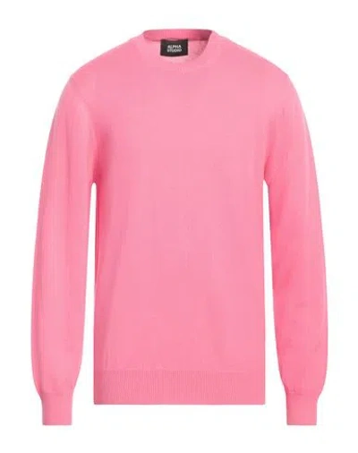 Alpha Studio Man Sweater Fuchsia Size 44 Wool In Pink