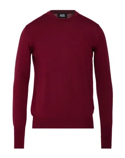 Alpha Studio Man Sweater Garnet Size 36 Merino Wool In Red