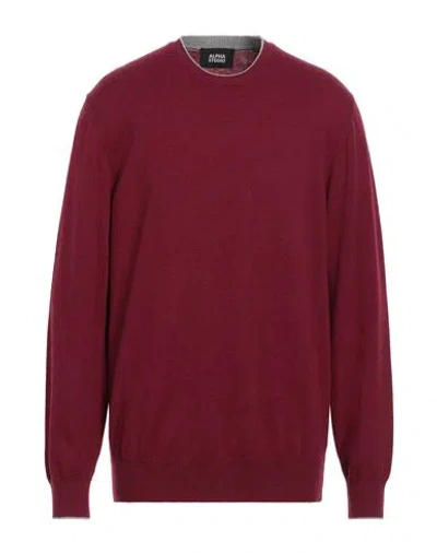 Alpha Studio Man Sweater Garnet Size 46 Geelong Wool In Burgundy