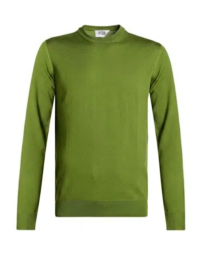 Alpha Studio Man Sweater Green Size 38 Merino Wool In Multi