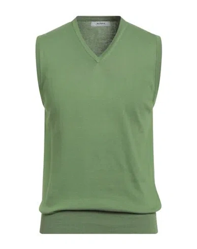 Alpha Studio Man Sweater Green Size 40 Cotton