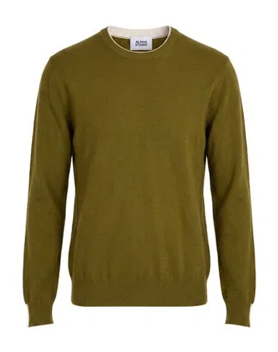 Alpha Studio Man Sweater Green Size 40 Geelong Wool