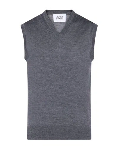 Alpha Studio Man Sweater Grey Size 36 Merino Wool In Gray